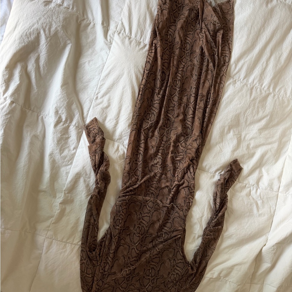 Zara Brown Patterned Midi Dress